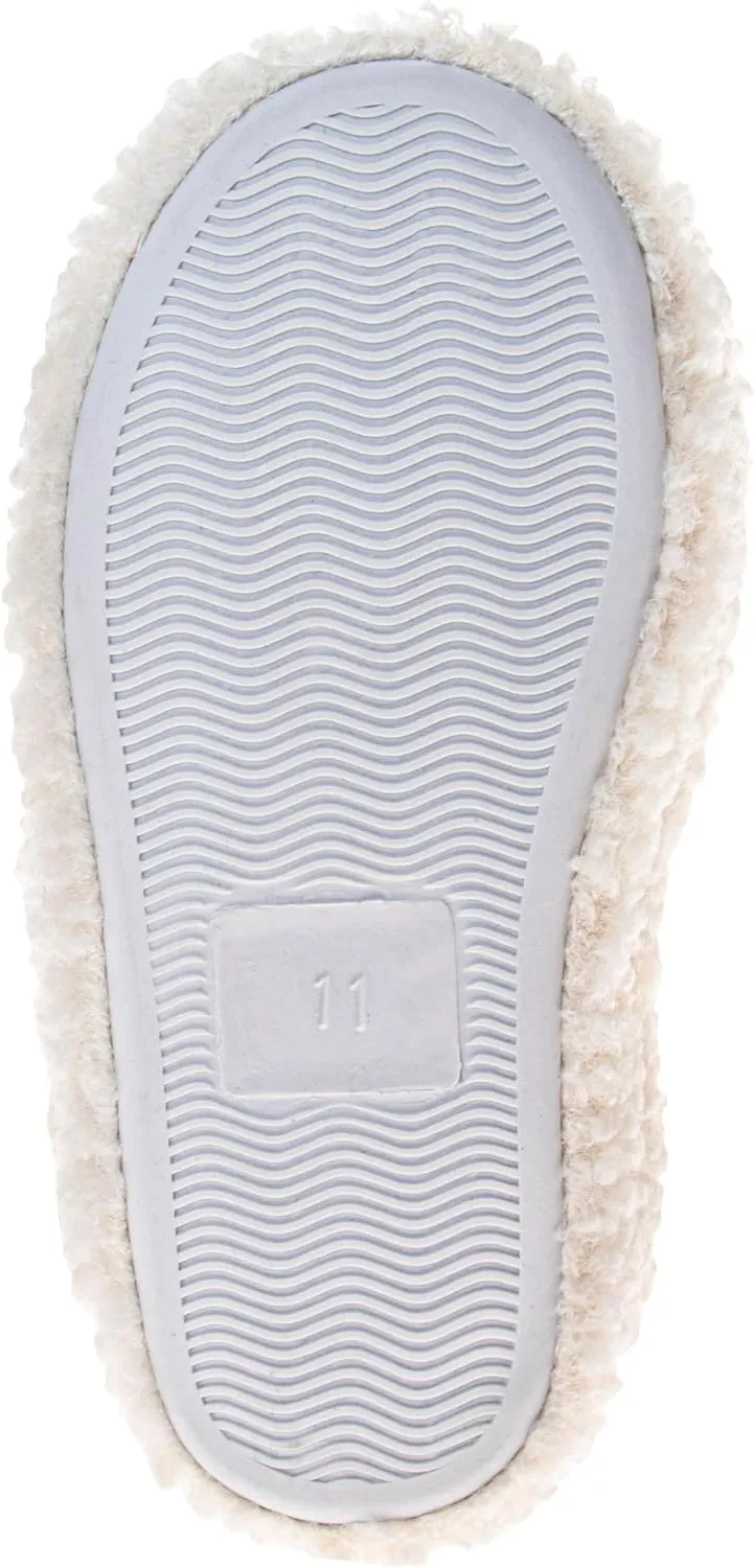 Josmo Girl's Smiley Face Fur Slides Cozy Fluffy Indoor Slippers