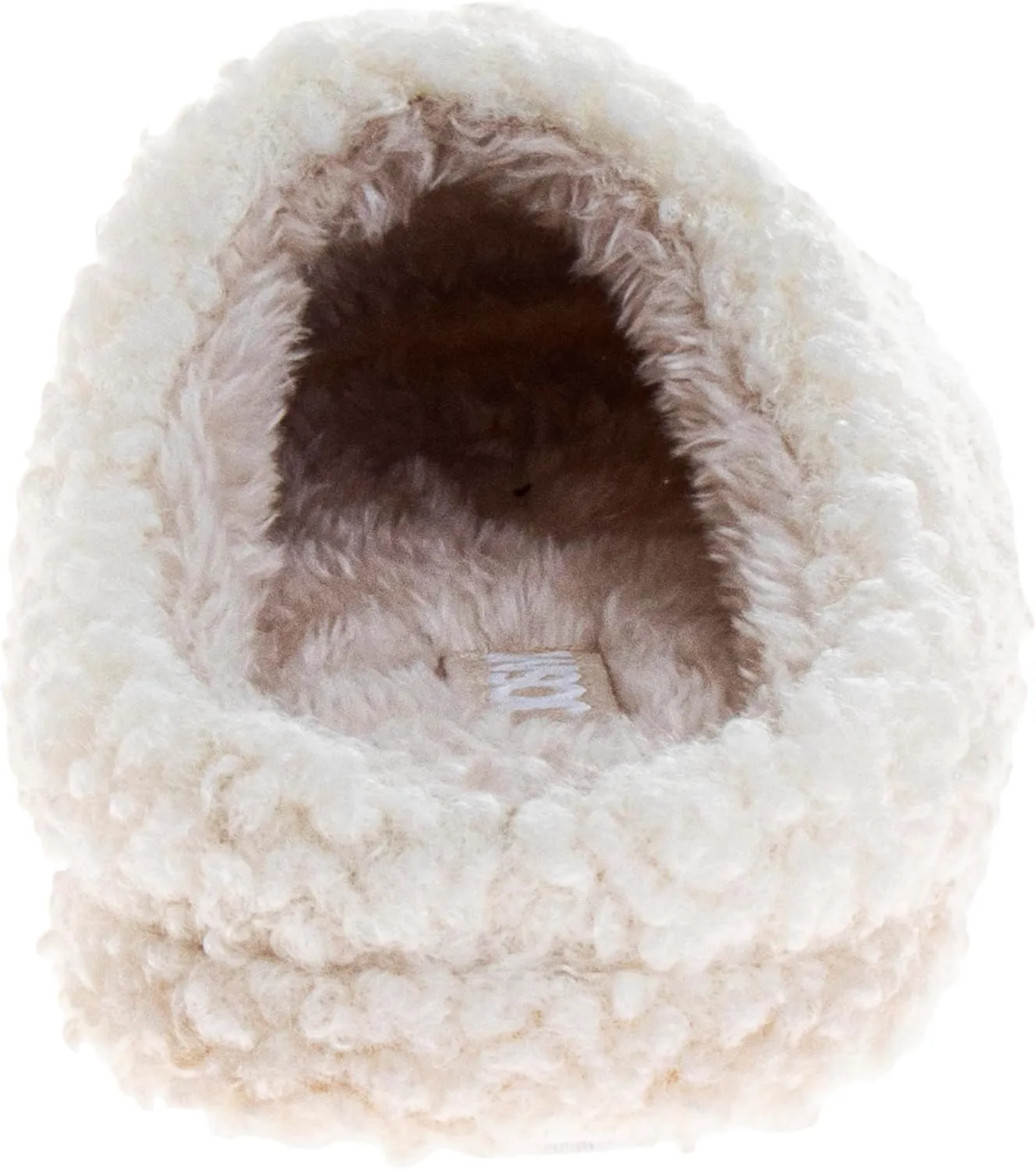 Josmo Girls Smiley Face Fur Slides - Cozy Fluffy Indoor Slippers