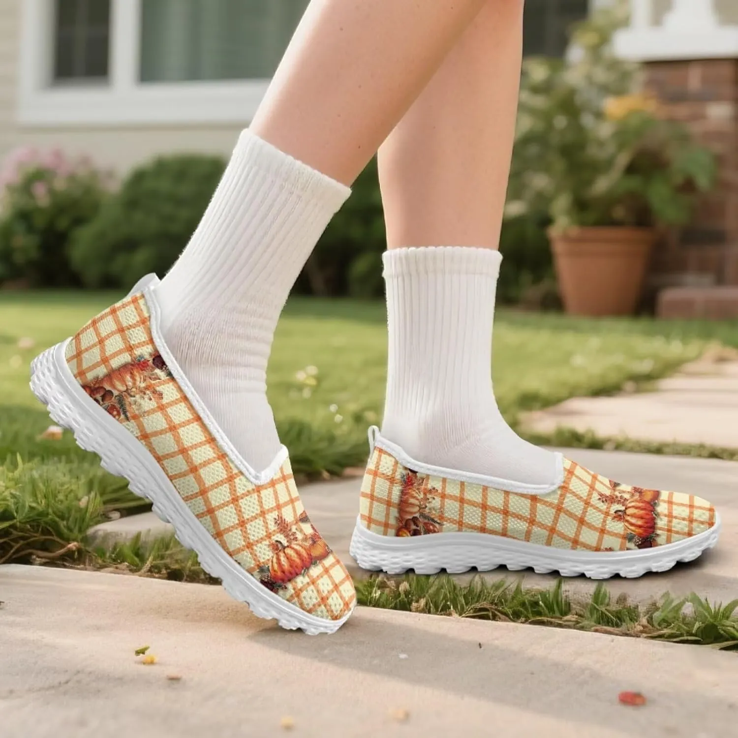 JoyLamoria House Fall Pattern Shoes Lightweight Comfortable Casual Soft Breathable Mesh Daily Wear