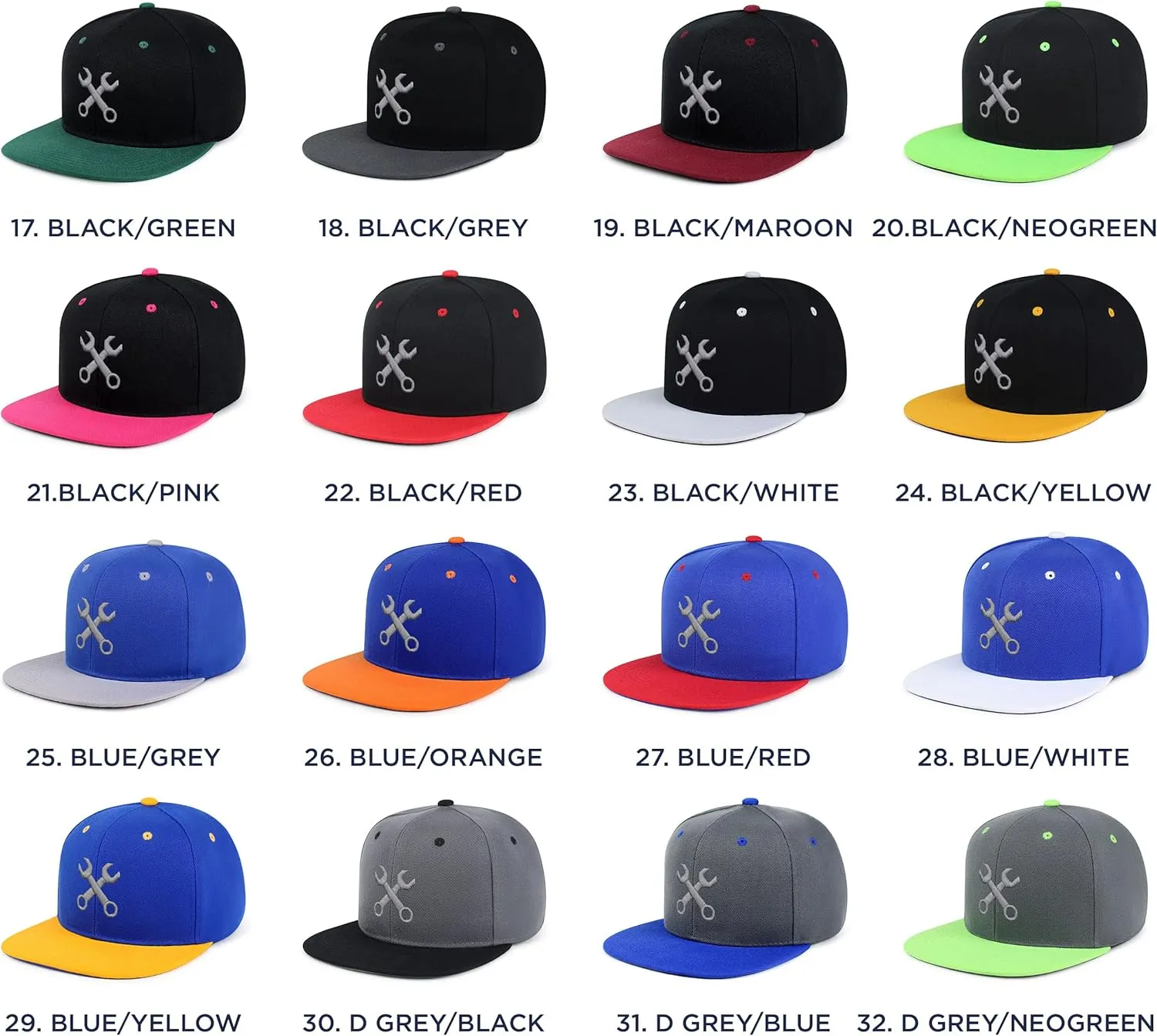 JPAK Wrench Hip-Hop Snapback Hat Embroidered Baseball Cap Tool Mechanic