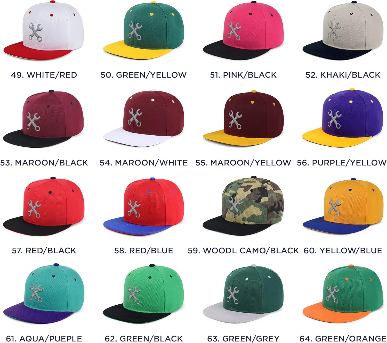 JPAK Wrench Hip-Hop Snapback Hat Embroidered Baseball Cap Tool Mechanic