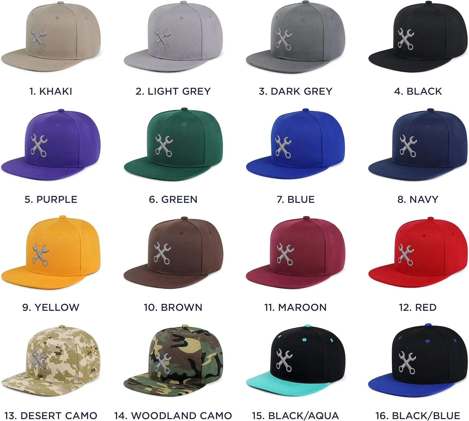 JPAK Wrench Hip-Hop Snapback Hat Embroidered Baseball Cap Tool Mechanic