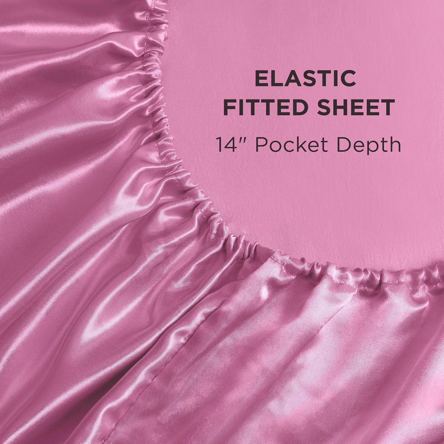 Juicy Couture Silky Satin Damask Sheet Set - Luxury Pink Bedding - Smooth Satin Striped Sheets - Queen Size