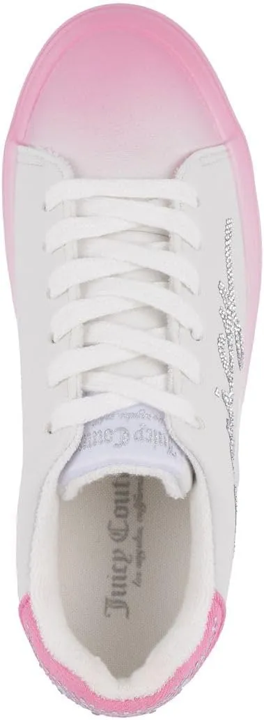Juicy Couture Women's Platform Sneaker Glitter Script Logo – Casual Lace-Up Shoes for Everyday Style - Aurelie