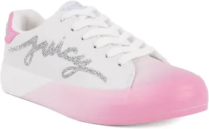 Juicy Couture Women's Platform Sneaker Glitter Script Logo – Casual Lace-Up Shoes for Everyday Style - Aurelie