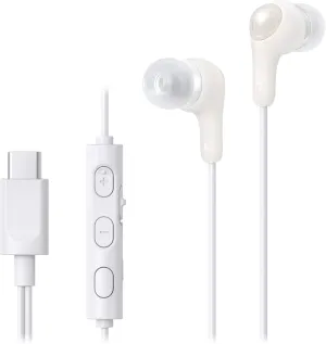 JVC Gumy Connect USB-C Wired Earbuds Headphones, Delay-Free for Videos and Gaming, Built-in DAC Reduces Noise and Improves Sound Quality, 9.2 mm Diameter Neodymium Drivers - HAFR9UCW (White)