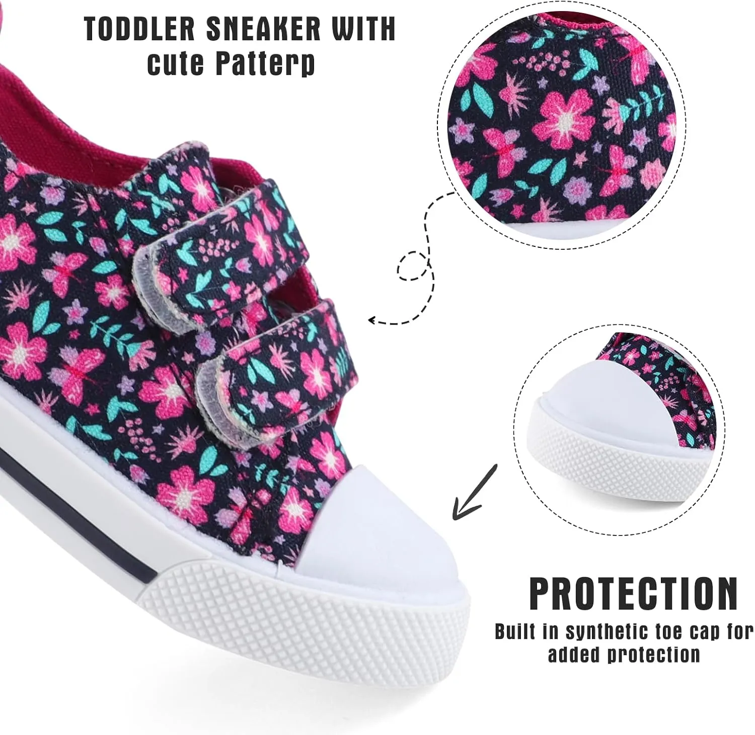 KAKU NANU Toddler Sneakers for Boys and Girls, Cute Cartoon Kids Soft Walking Shoes with Dual Hook and Loop