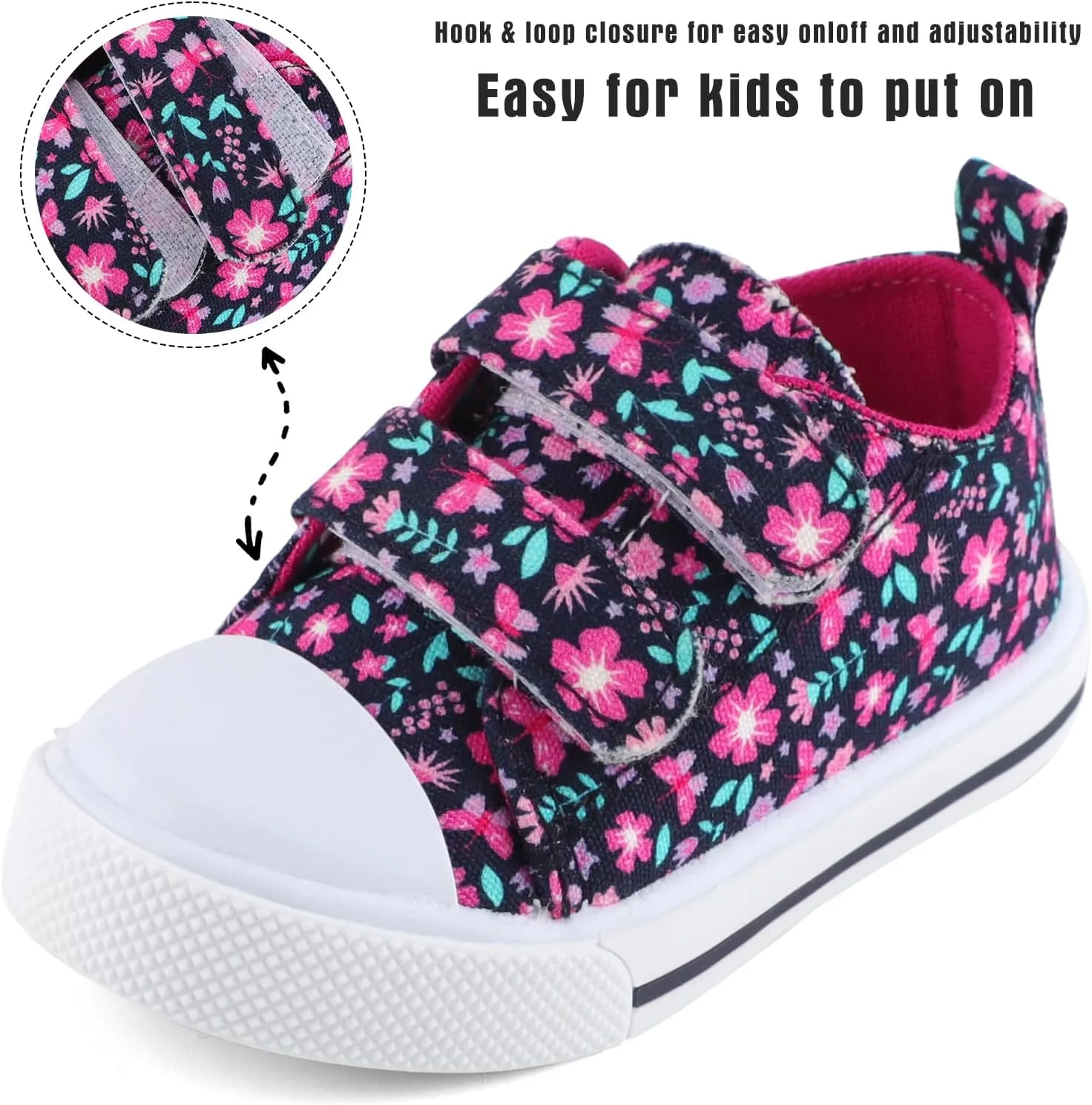 KAKU NANU Toddler Sneakers for Boys and Girls, Cute Cartoon Kids Soft Walking Shoes with Dual Hook and Loop