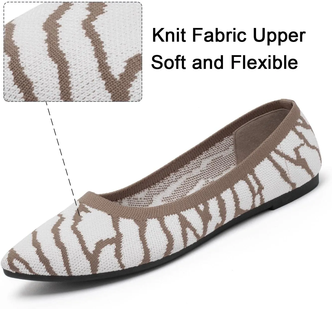 katliu Women's Flats Knit Comfort Pointed Toe Ballet Flats Shoes Casual Slip On Shoes