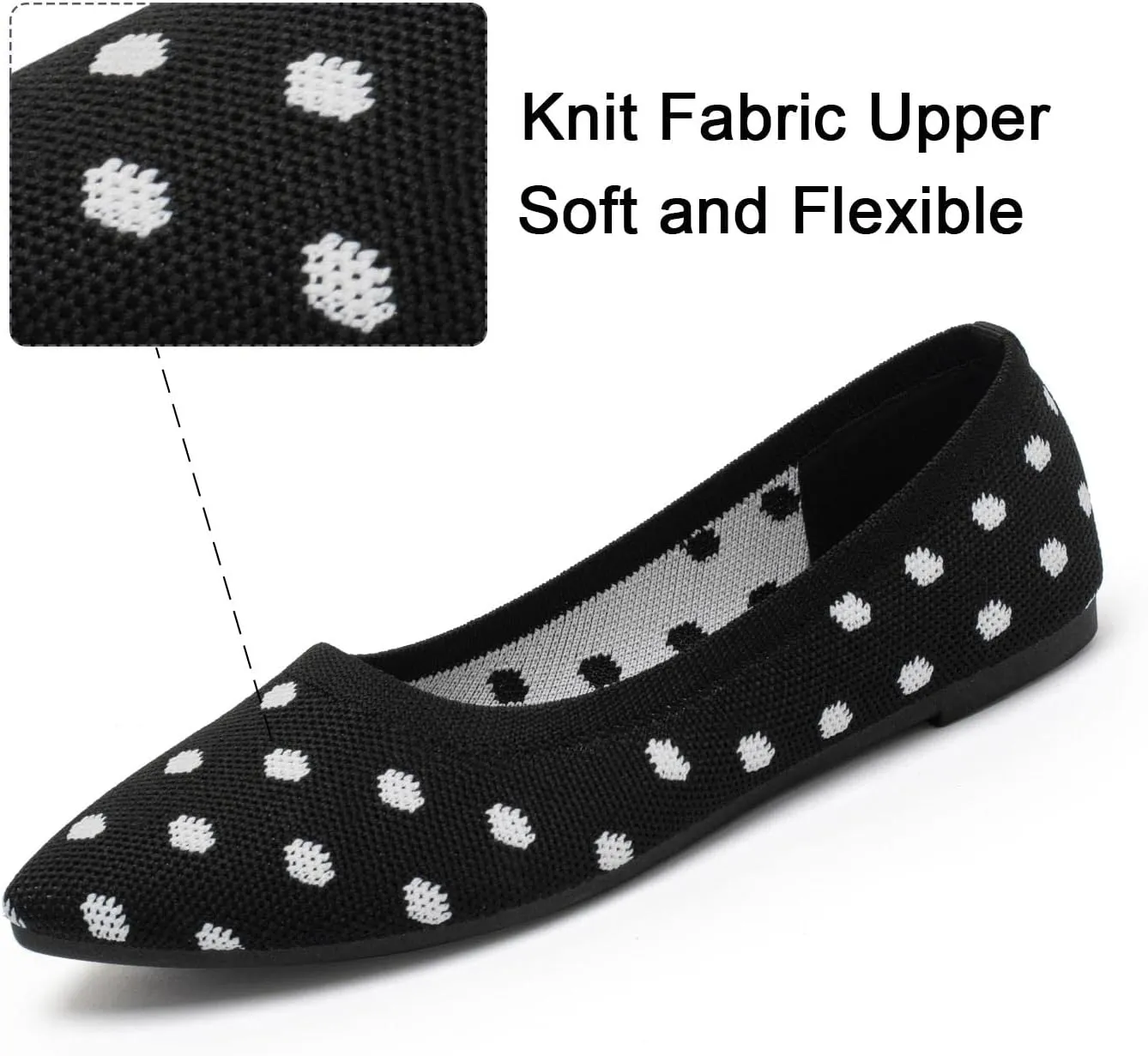 katliu Women's Flats Knit Comfort Pointed Toe Ballet Flats Shoes Casual Slip On Shoes