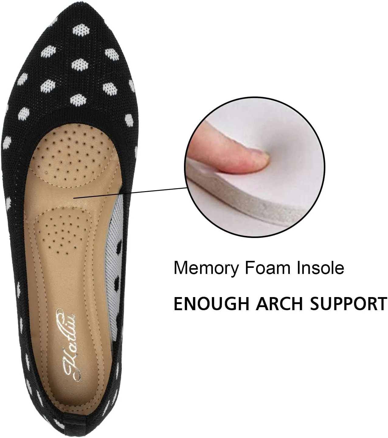 katliu Women's Flats Knit Comfort Pointed Toe Ballet Flats Shoes Casual Slip On Shoes