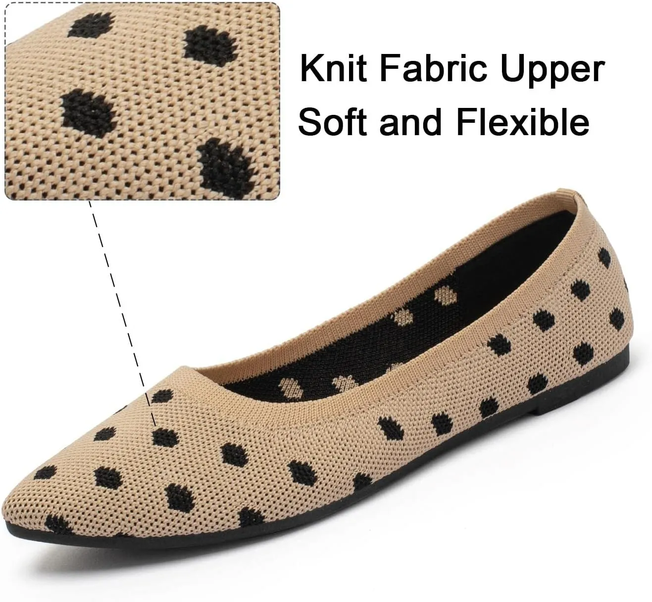 katliu Women's Flats Knit Comfort Pointed Toe Ballet Flats Shoes Casual Slip On Shoes