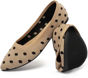 katliu Women's Flats Knit Comfort Pointed Toe Ballet Flats Shoes Casual Slip On Shoes