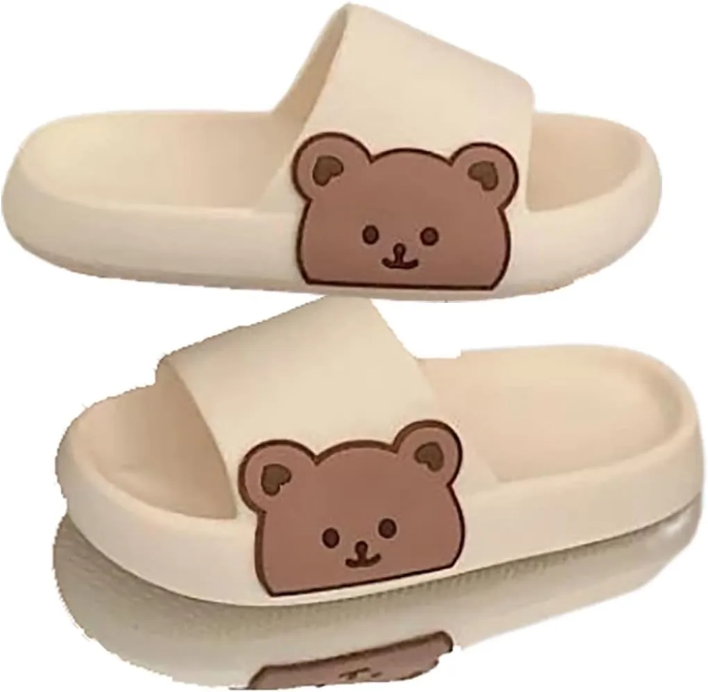 Kawaii Bear Slipper Cute Home Slide Cloud Slides Extra Soft for Beach Bathroom Women Teen Girls