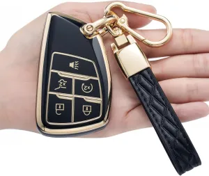 Key Fob Cover for Chevy,Soft TPU Key Case Shell Compatible with 2021 2022 2023 Chevy Suburban Silverado Tahoe GMC Yukon Sierra 1500 Buick Key Shell Accessories