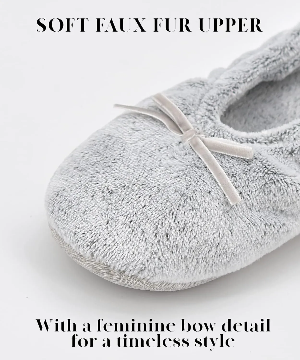 Keyela Women's Memory Foam House Fluffy Ballerina Slippers Ballet Shoes Fuzzy Cute Faux Fur Closed Toe Slip On Indoor Slippers