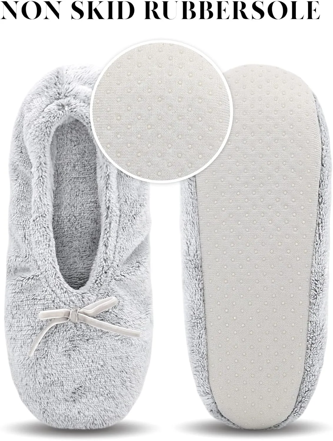 Keyela Women's Memory Foam House Fluffy Ballerina Slippers Ballet Shoes Fuzzy Cute Faux Fur Closed Toe Slip On Indoor Slippers