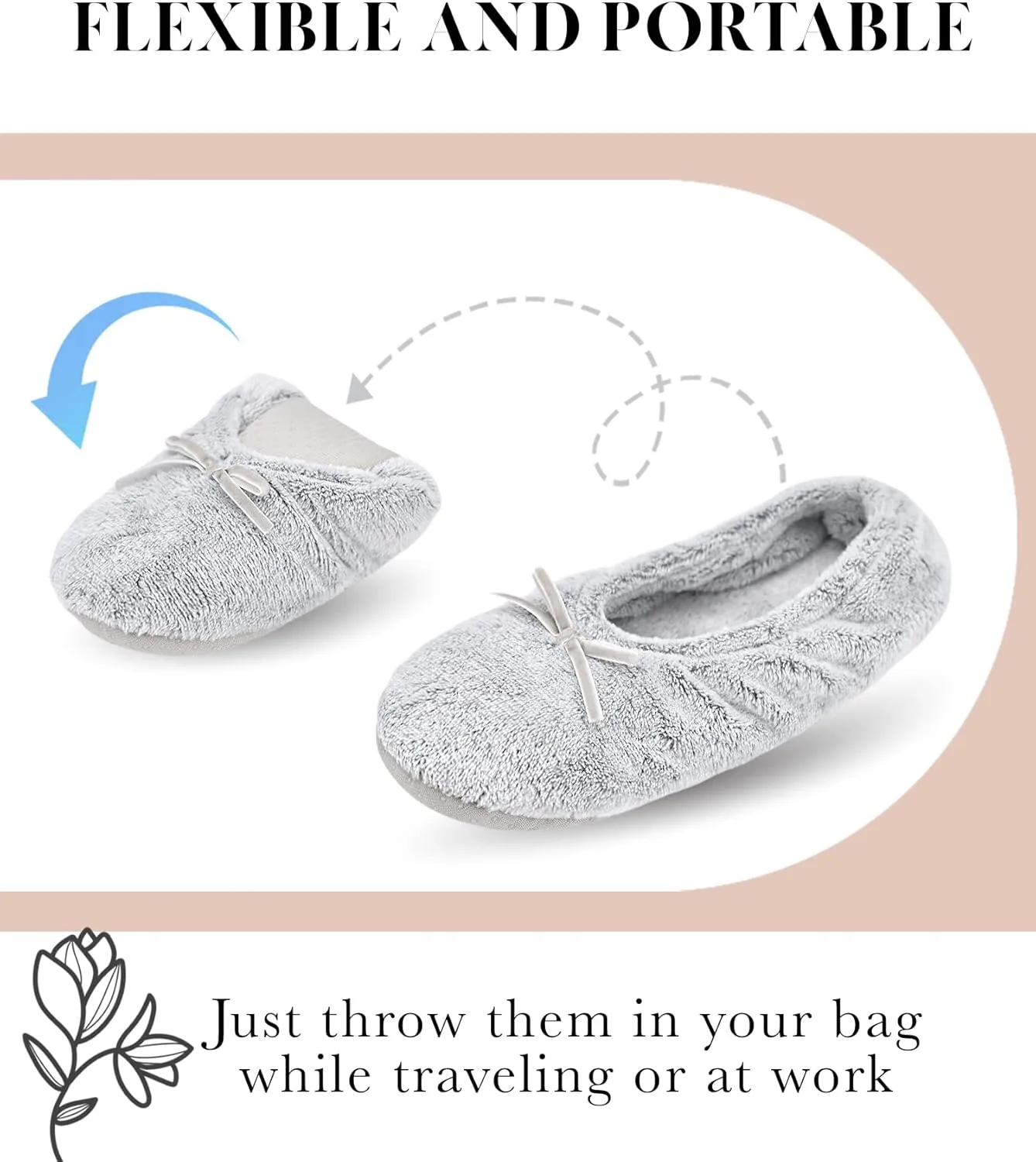Keyela Women's Memory Foam House Fluffy Ballerina Slippers Ballet Shoes Fuzzy Cute Faux Fur Closed Toe Slip On Indoor Slippers