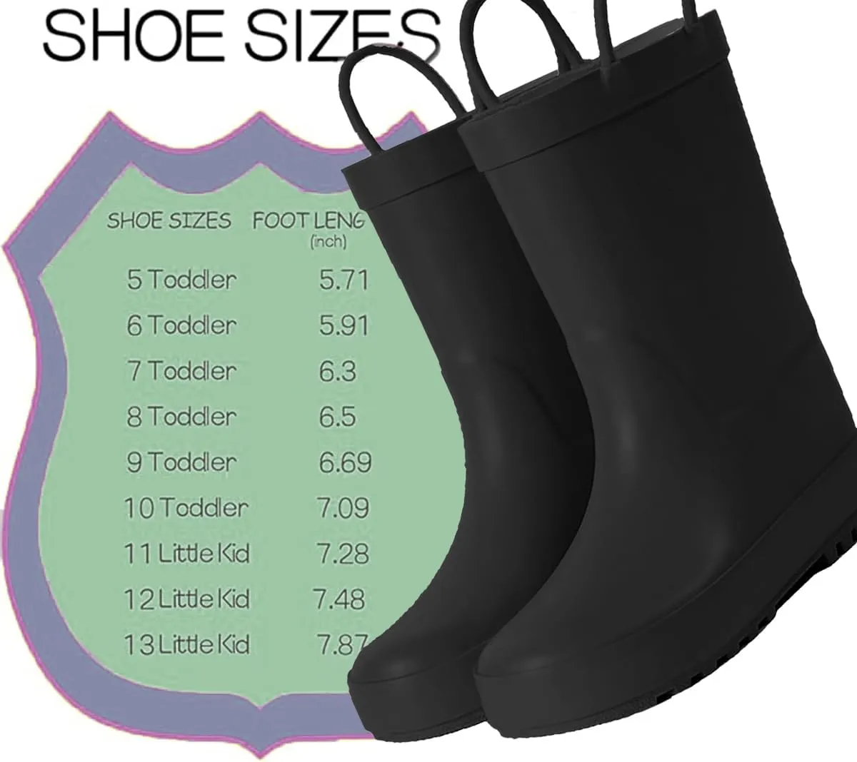 Kids Rain Boots - Toddler Waterproof Rubber Kids Rain Boots for Girls and Boys with Fun Patterns and Easy-On Handles