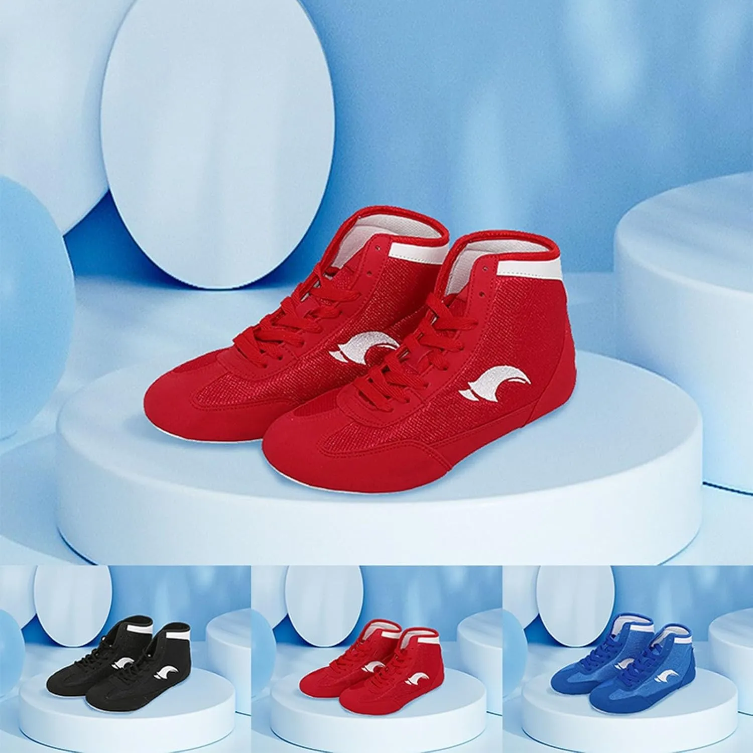 Kids School Wrestling Shoes Boys Girls Boxing Shoes Fitness Sneakers High Top Wrestling Training Shoes Boots Anti