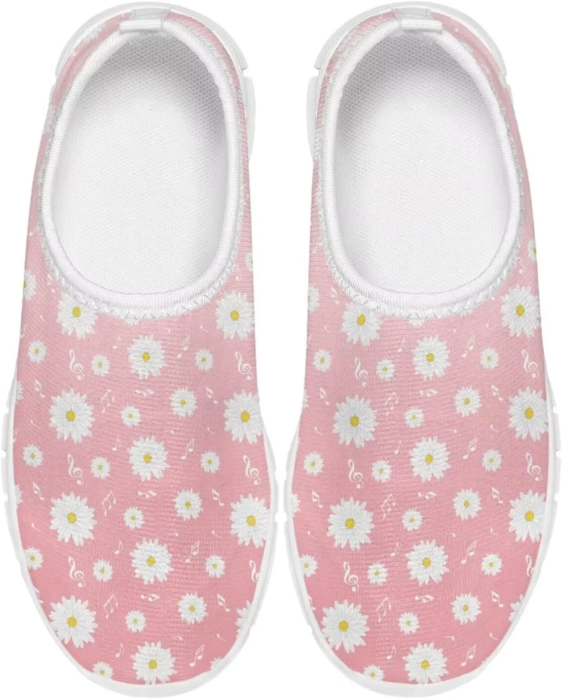 Kids Slip On Shoes for Girls with Flower Print, Non-Slip, Breathable, Easy Wear, for School, Camping, Picnic