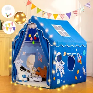 Kids Tent Play House,Boys Toddler Castle Playhouse Spaceship Tent,Outer Space Rocket Blue,39''x51''x51'' Playhouse Indoor&Outdoor,Washable,New Flat Threshold