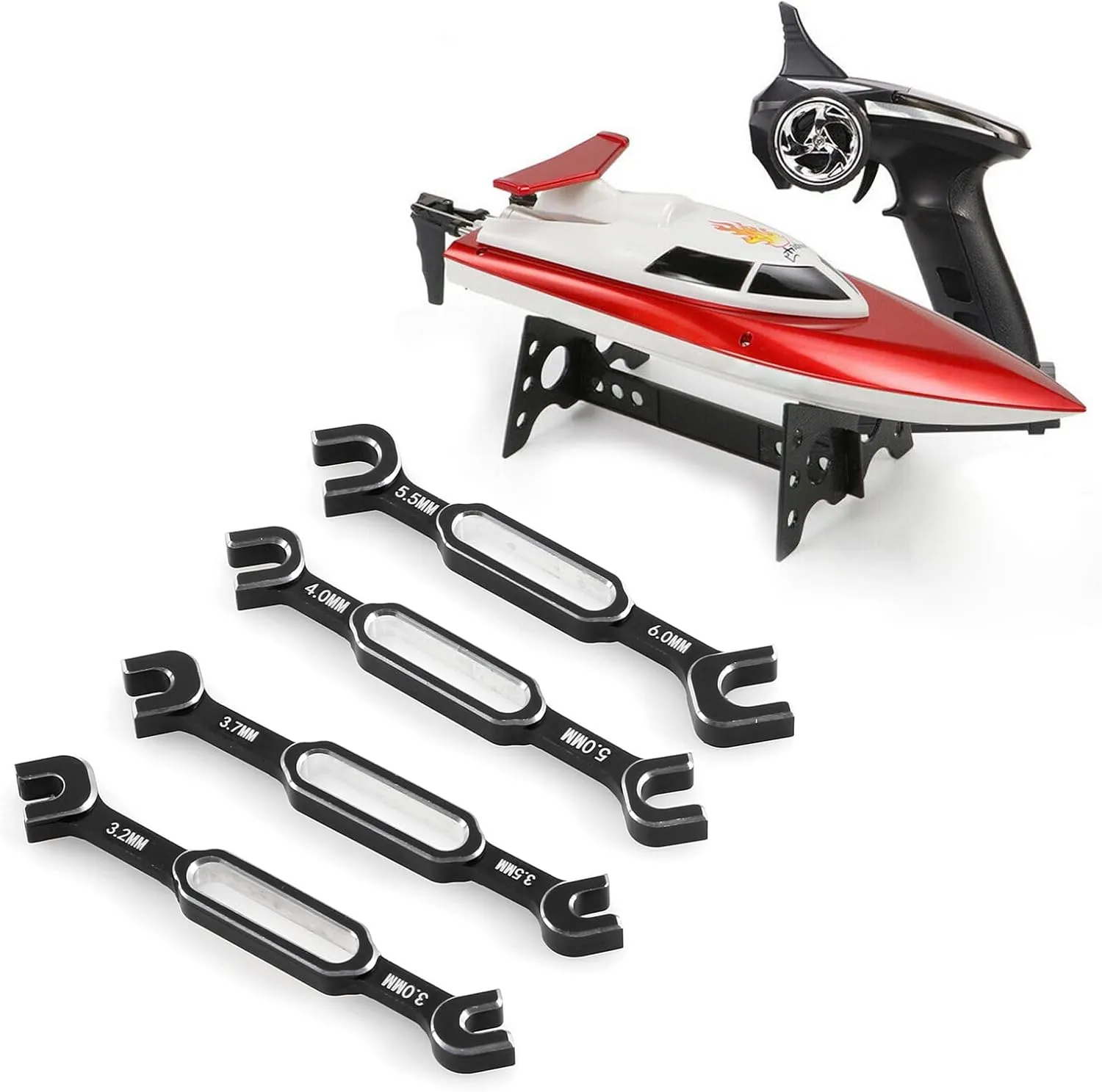 kingsea RC Car Wrench Aluminum Alloy Turnbuckle Nut Ball Joint Remover 3.0/3.2/3.5/3.7/4.0/5.0/5.5/6.0mm Universal Repair Tool Compatible with RC Car Boat RC Drone, Black