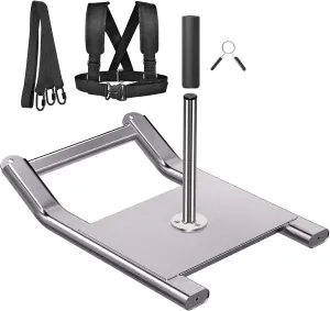 Kipika Stainless Steel Weight Sled for Fitness Strength Training, Speed Improvement, and Athletic Exercise - Compatible with 1" & 2" Weight Plates