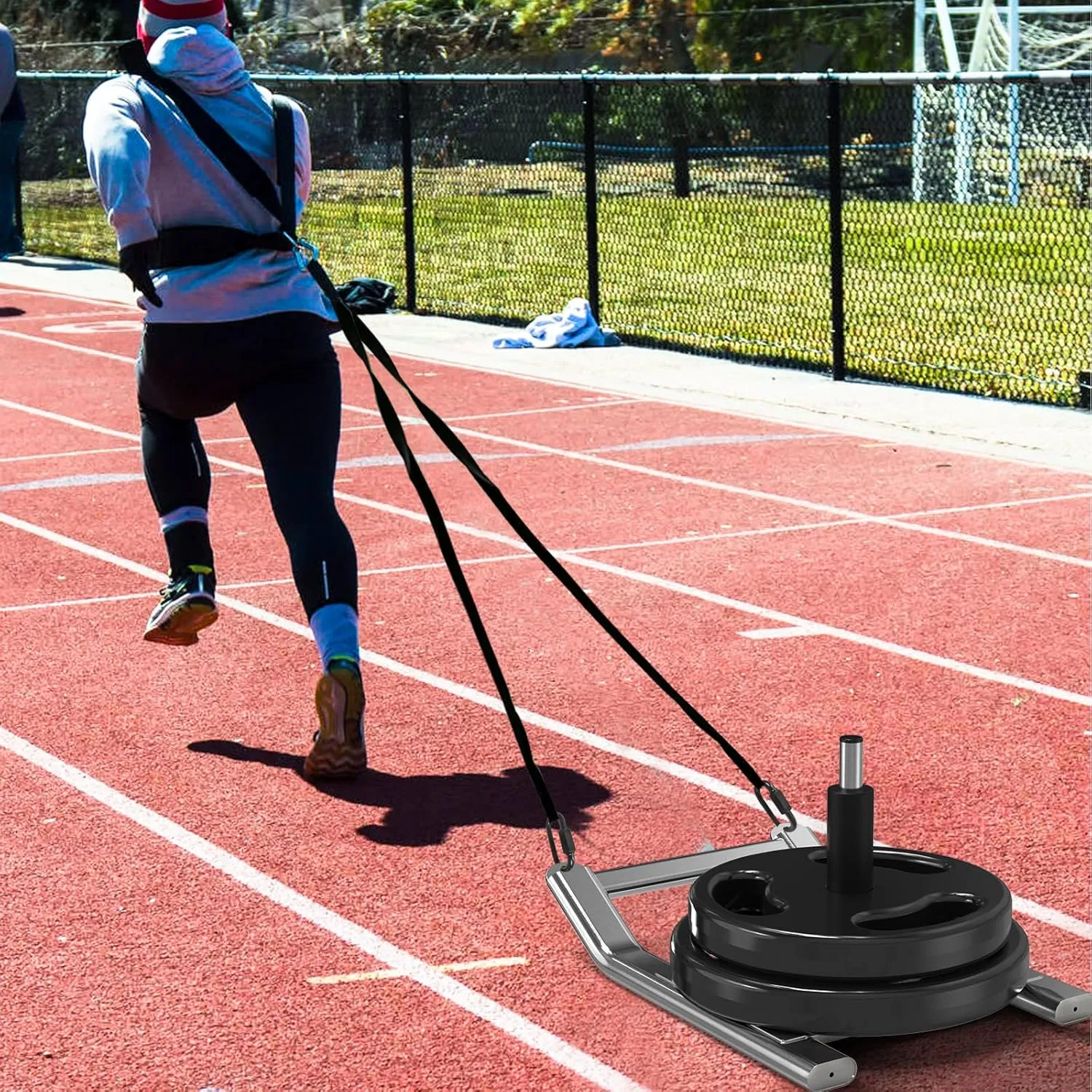 Kipika Stainless Steel Weight Sled for Fitness Strength Training, Speed Improvement, and Athletic Exercise - Compatible with 1" & 2" Weight Plates