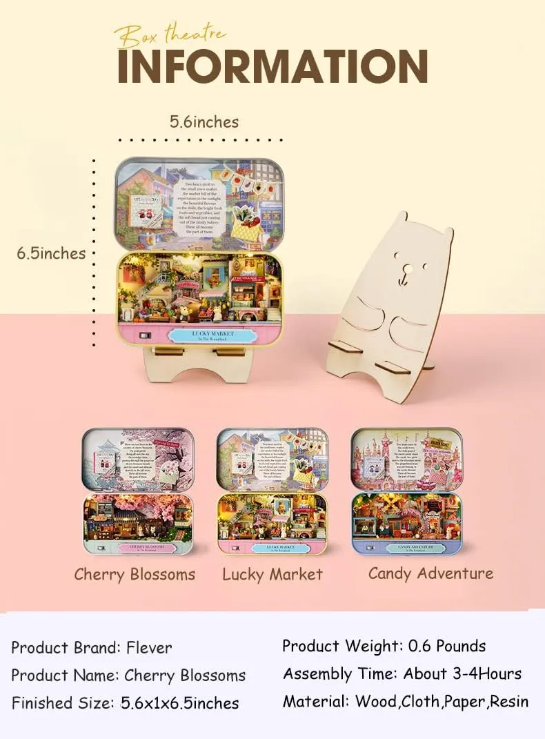 Kisoy Dollhouse Miniature with Furniture Kit, Handmade DIY House Model for Teens Adult Gift (Cherry Blossoms)