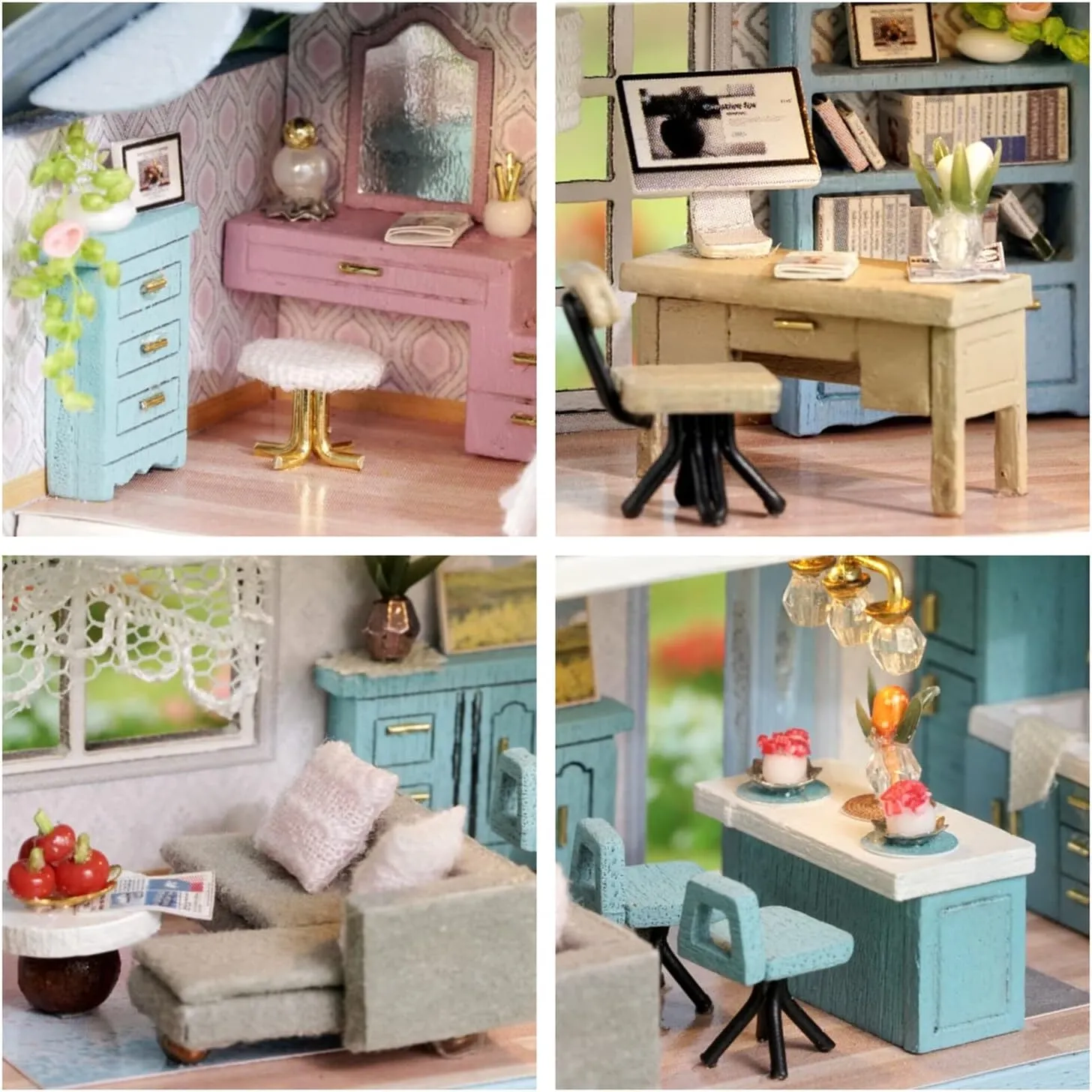 Kisoy Romantic and Cute Dollhouse Miniature DIY House Kit Creative Room Perfect DIY Gift for Friends, Lovers and Families (Molan House)