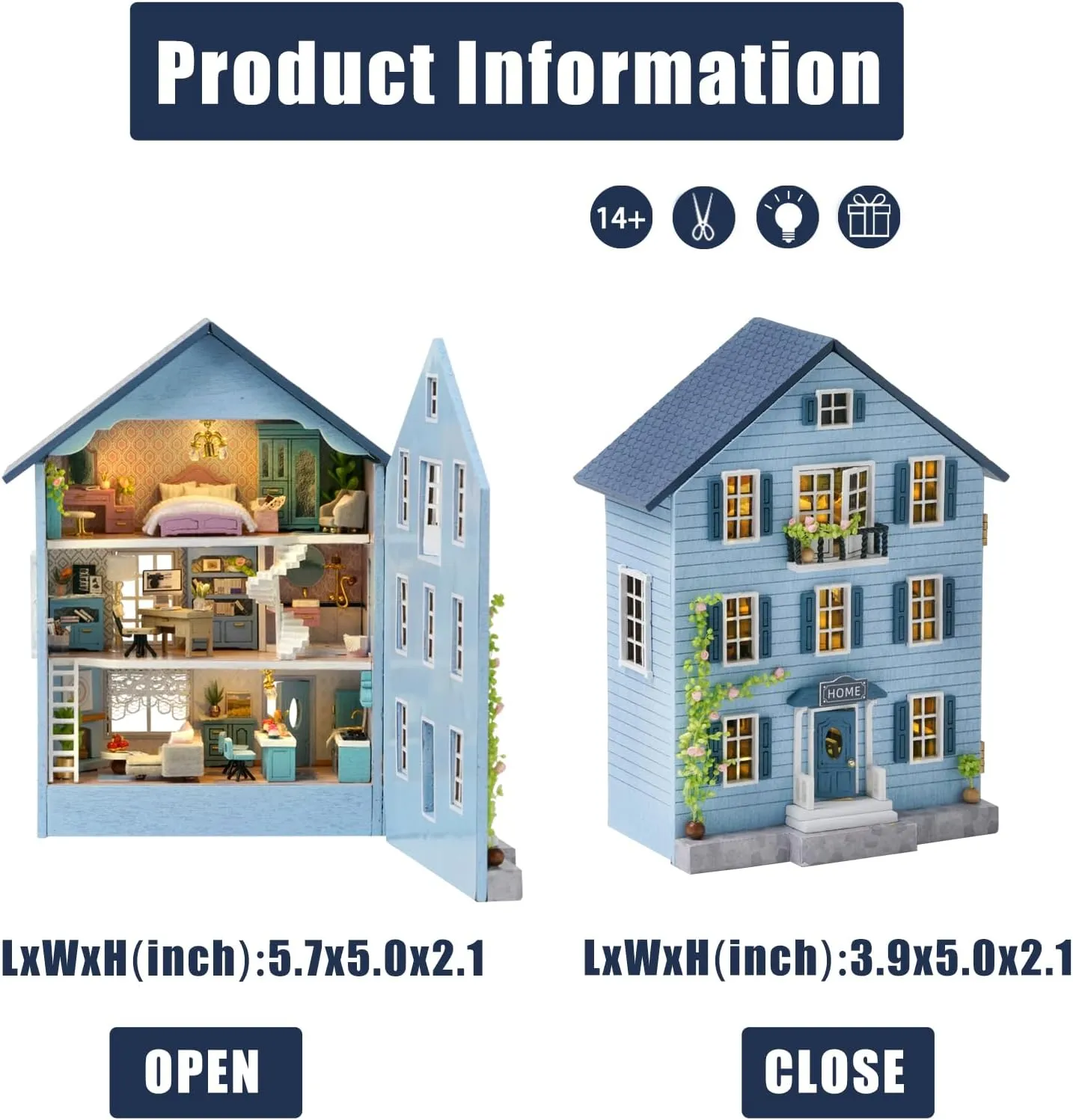 Kisoy Romantic and Cute Dollhouse Miniature DIY House Kit Creative Room Perfect DIY Gift for Friends, Lovers and Families (Molan House)