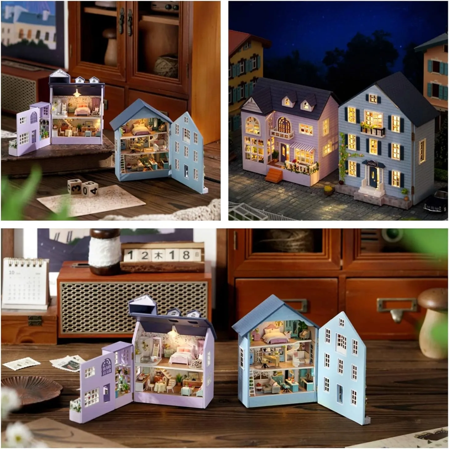 Kisoy Romantic and Cute Dollhouse Miniature DIY House Kit Creative Room Perfect DIY Gift for Friends, Lovers and Families (Molan House)