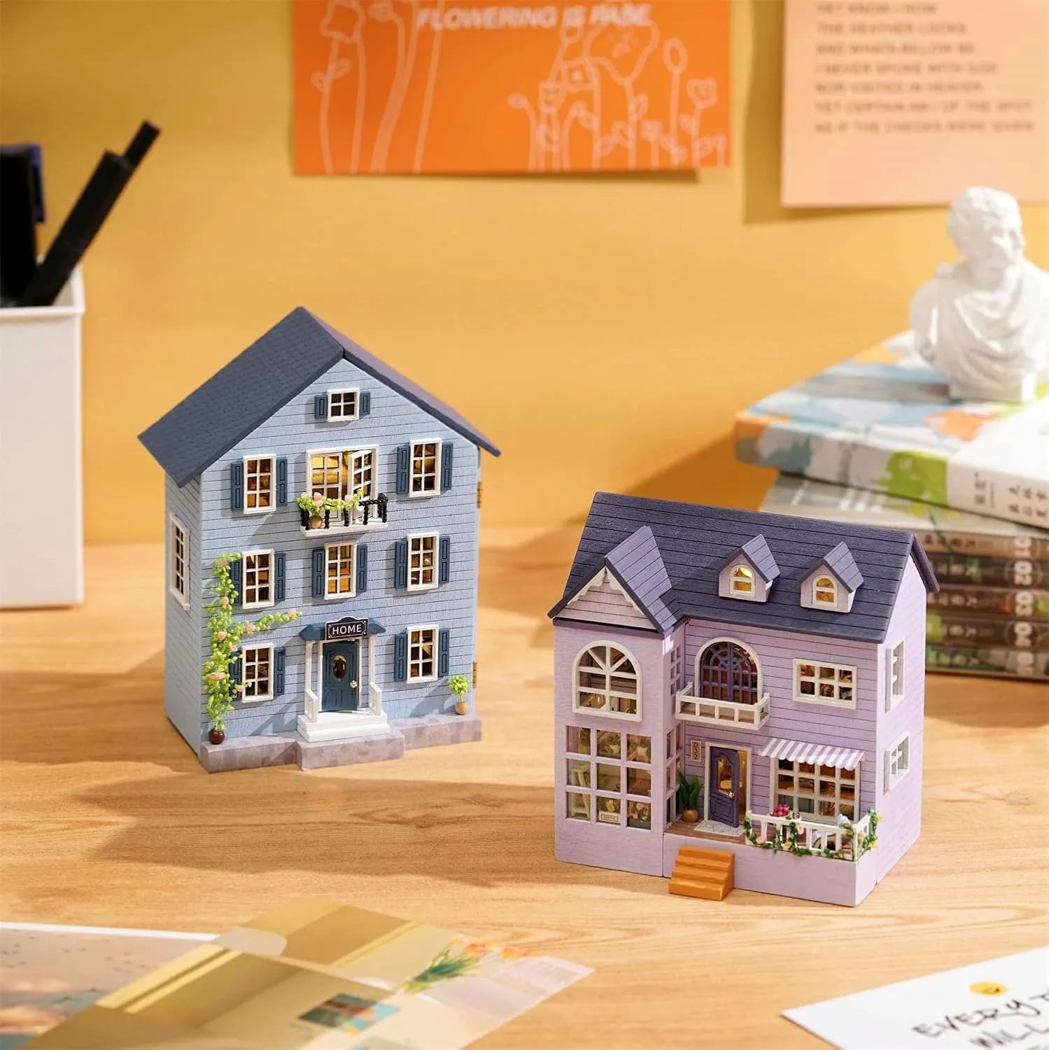 Kisoy Romantic and Cute Dollhouse Miniature DIY House Kit Creative Room Perfect DIY Gift for Friends, Lovers and Families (Molan House)