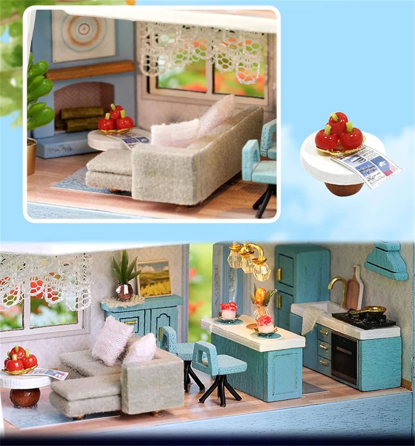 Kisoy Romantic and Cute Dollhouse Miniature DIY House Kit Creative Room Perfect DIY Gift for Friends, Lovers and Families (Molan House)