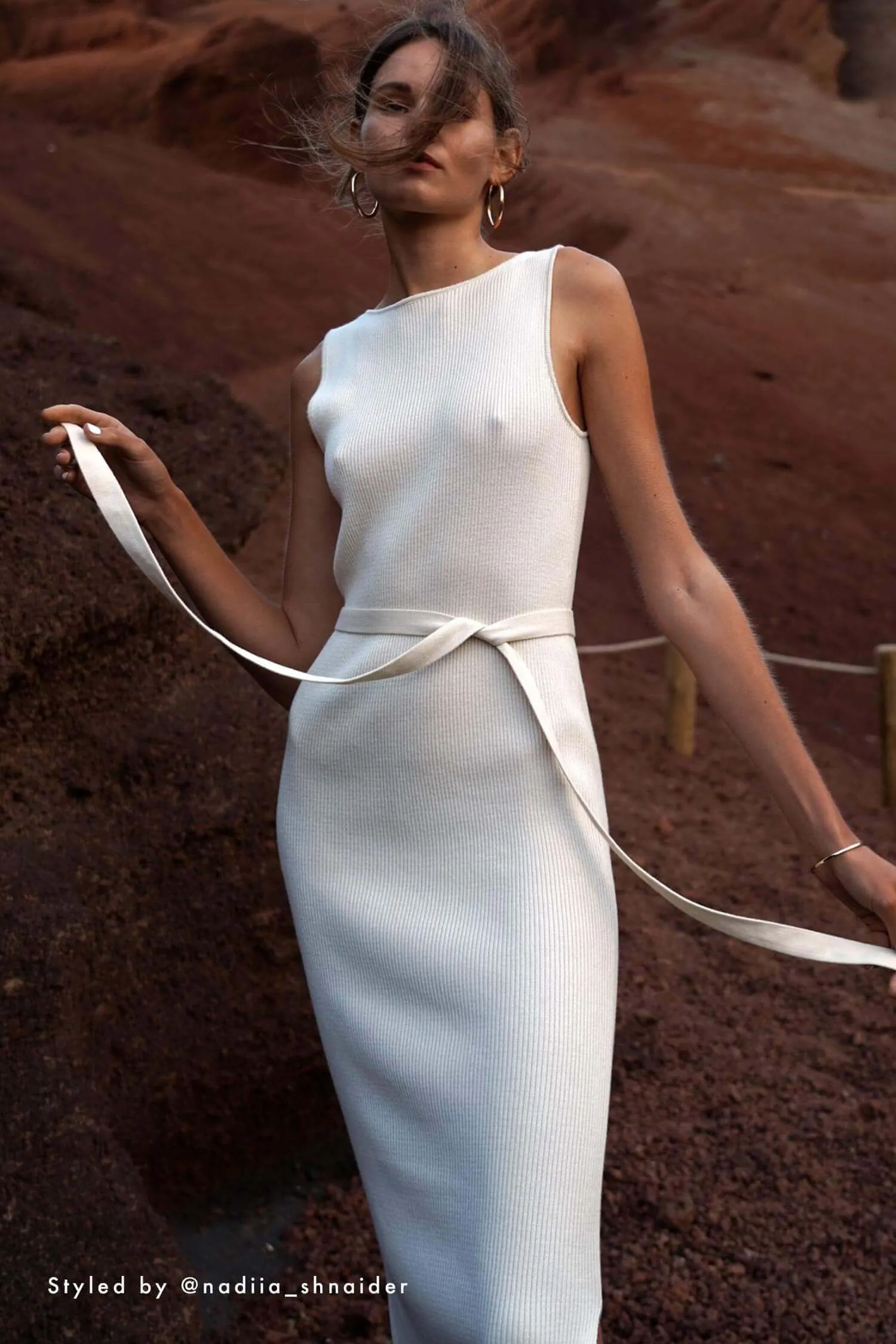 Knitted boat neck dress