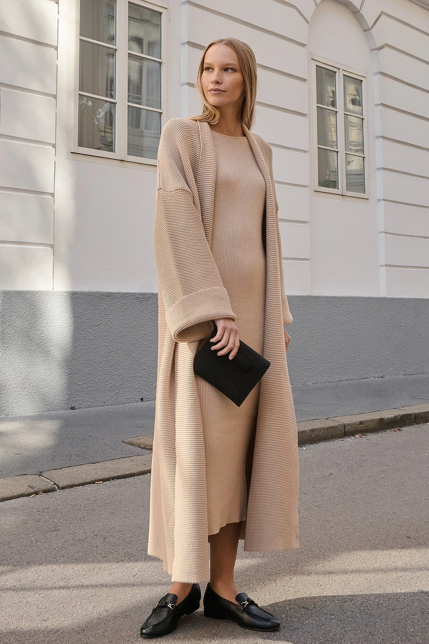 Knitted boat neck dress