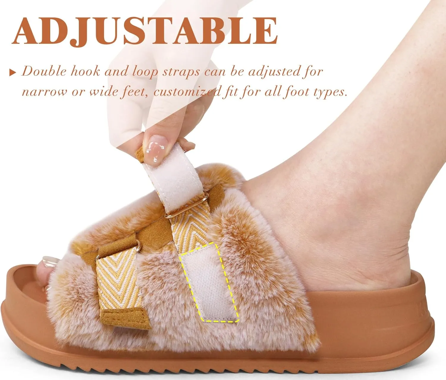 KuaiLu Women's Orthotic Slippers With Arch Support Soft Cushion Sandal Slippers for Woman Ladies Fashion Open Toe Faux Fur Platform Slipper Indoor Outdoor Size 6~12