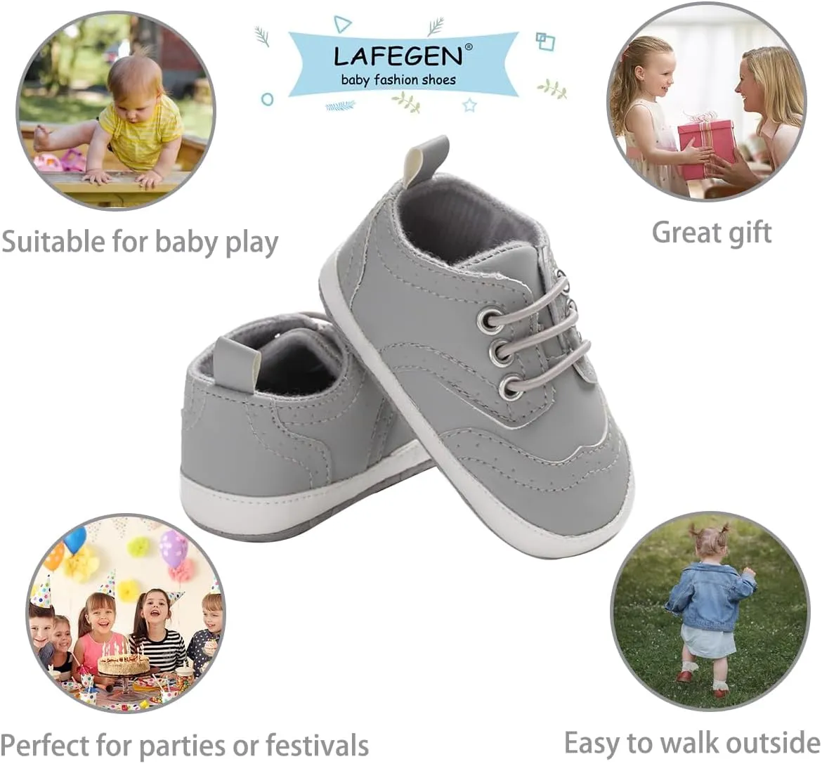 LAFEGEN Baby Boys Girls Classic PU Leather Loafers Soft Sole Oxford Dress Shoes First Walking Flat Moccasins Casual Sneaker