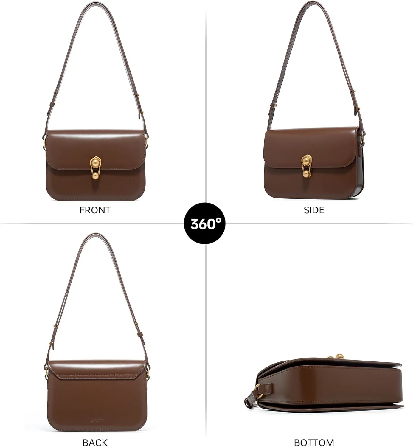 LA'FESTIN Leather Purse Small Bags For Women: Black Shoulder Handbags Crossbody Bag