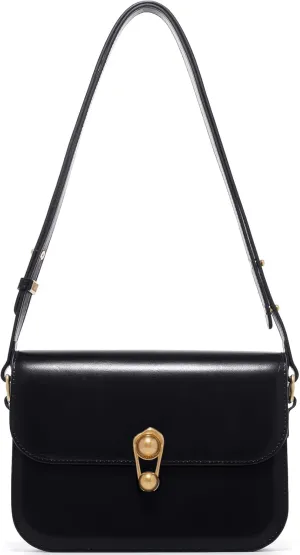 LA'FESTIN Leather Purse Small Bags For Women: Black Shoulder Handbags Crossbody Bag