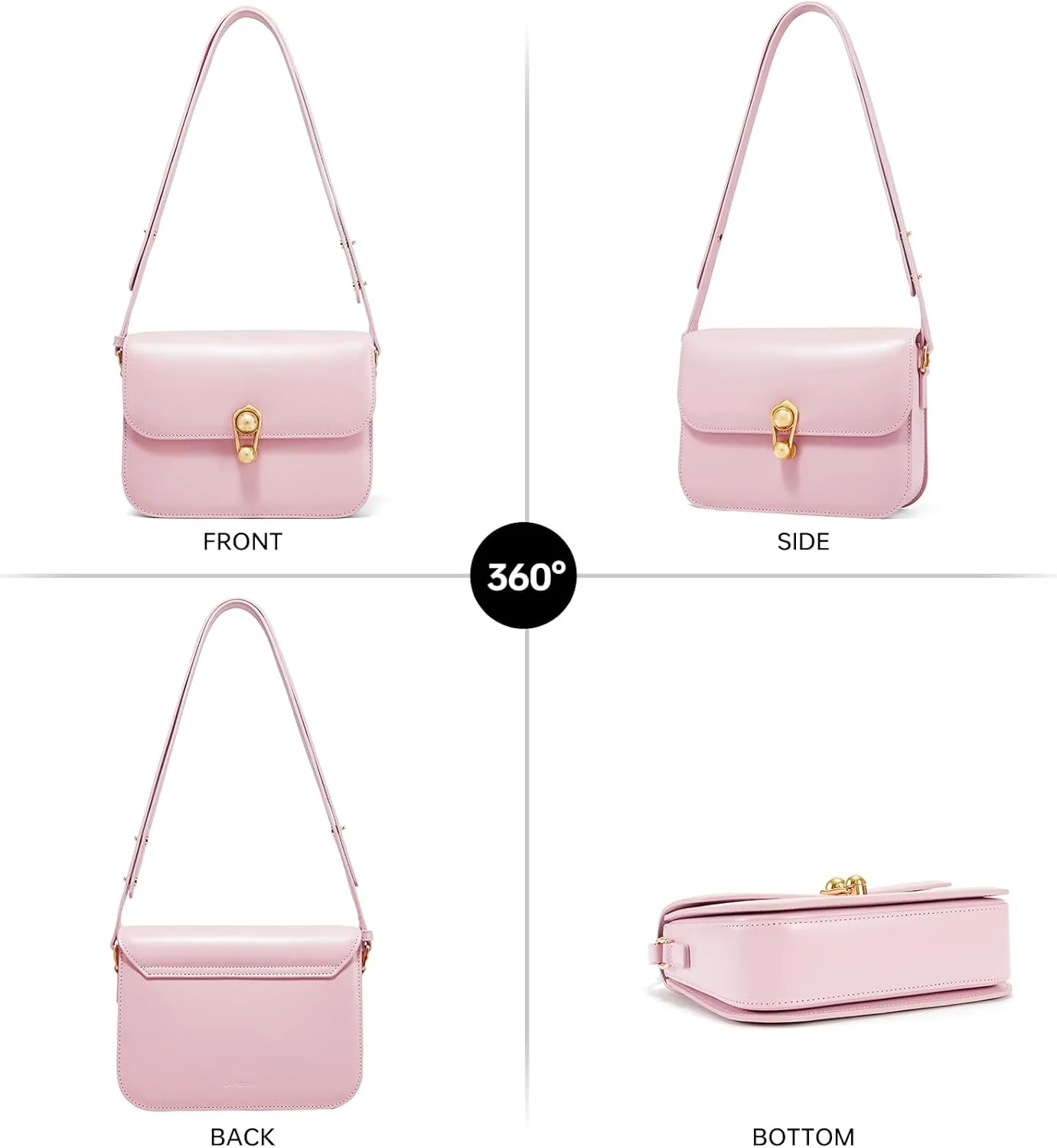 LA'FESTIN Leather Purse Small Bags For Women: Black Shoulder Handbags Crossbody Bag
