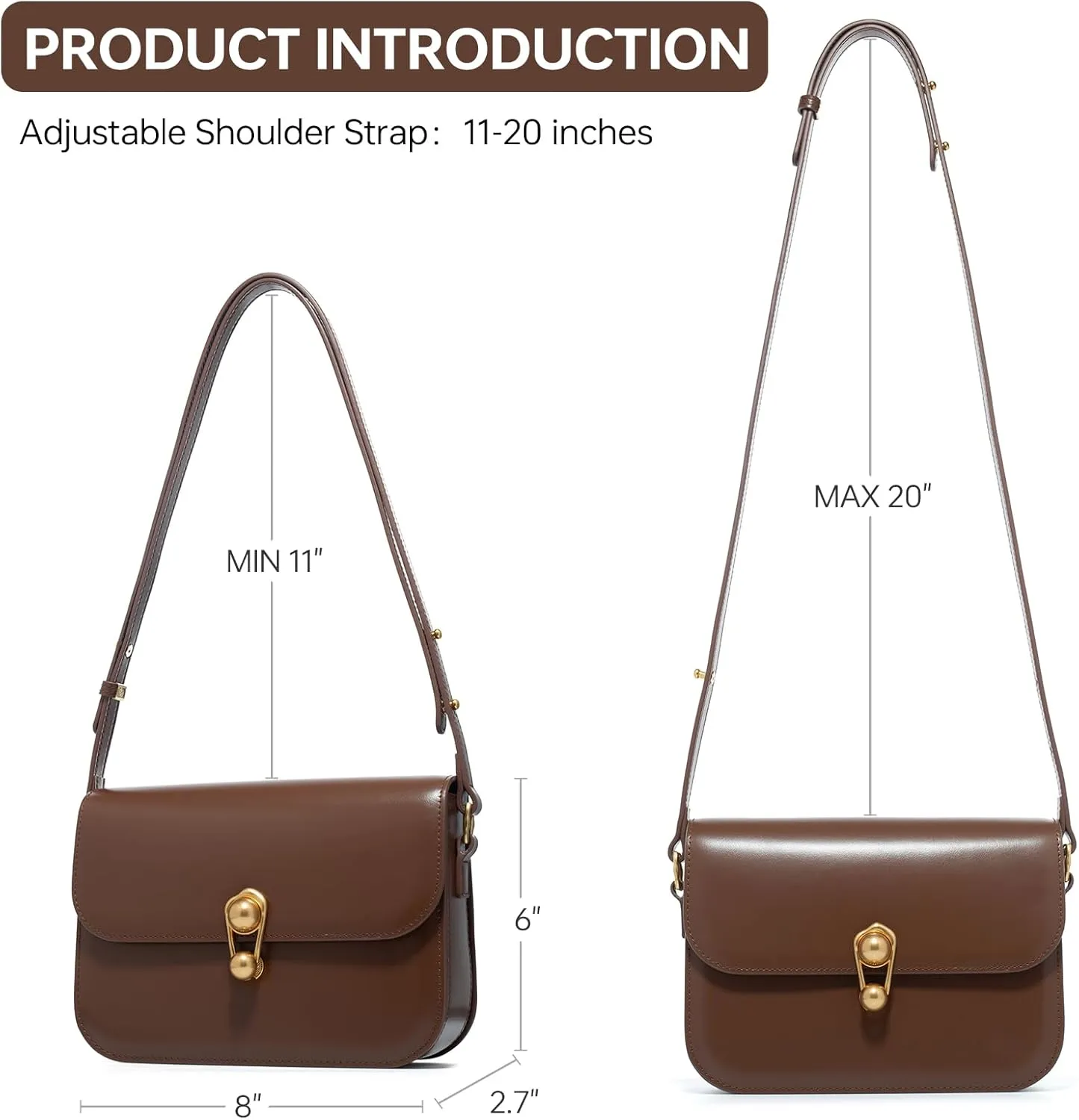 LA'FESTIN Leather Purse Small Bags For Women: Black Shoulder Handbags Crossbody Bag