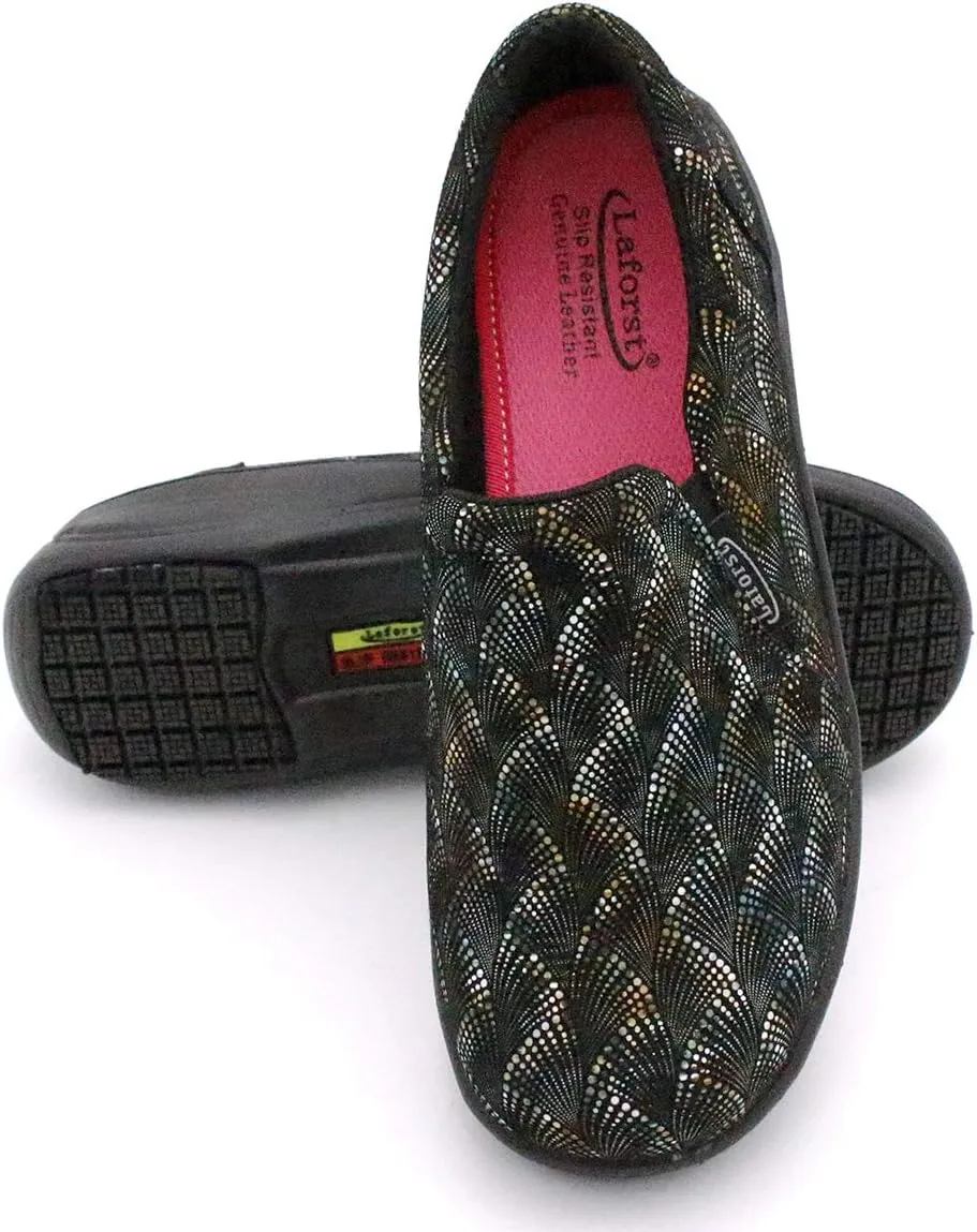 Laforst Jodie 7005 Leather Nonslip Waitress Slip On Clog Water Resistant