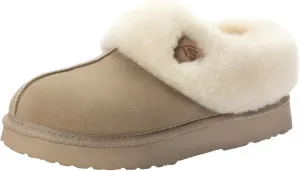 LazyStep Women's Fuzzy Closed Back Slippers, Slip on Indoor and Outdoor Warm House Shoes