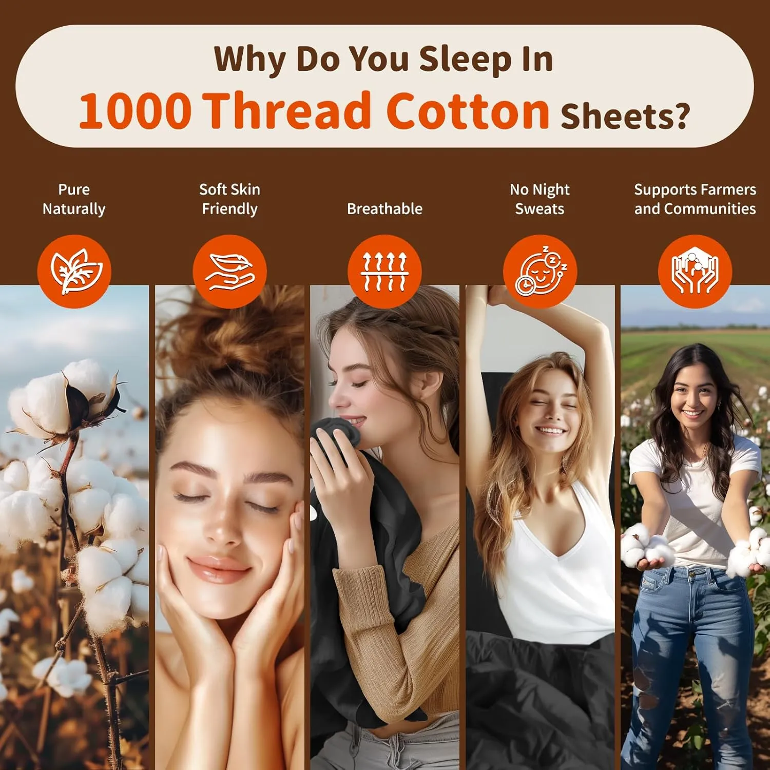 LBRO2M 1000 Thread Count 100% Cotton Sheets Set,King Size Bed Sheet 4 Piece Sets,Long Staple,16 Inches Deep Pocket,All Season,Bedding Super Soft Comforterble Breathable,Sateen Weave(Black)