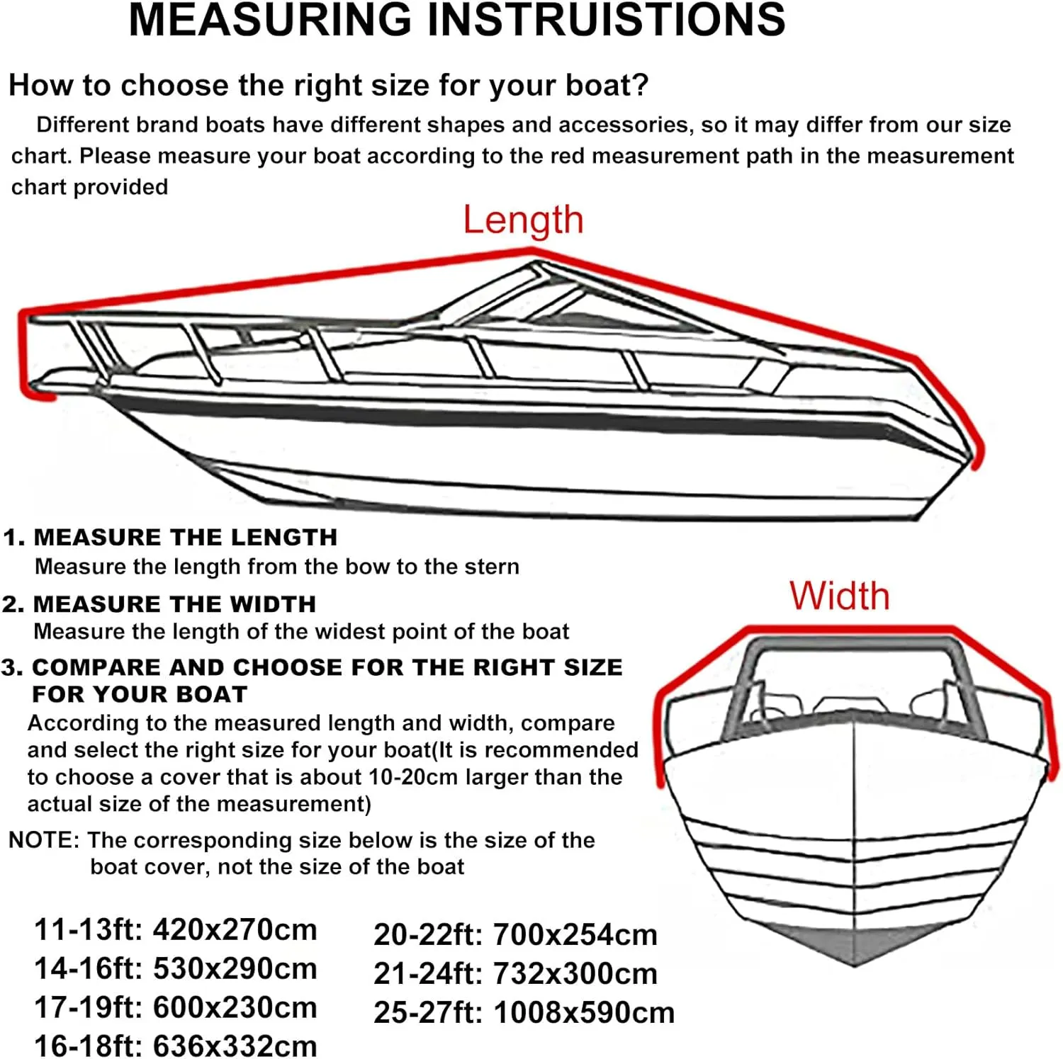 LDIW Waterproof Boat Cover 420D Trailerable Boat Cover UV Protection Dust-Proof Cover Fit for V-Hull, Tri-Hull, Bass, Fishing Boat, Runabout, Fish & Ski Boat,Blue,11~13FT: 420x270cm