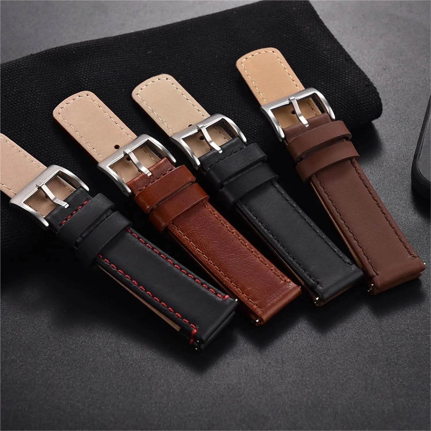 Leather Watch Strap 20mm 22mm Quick Release Watch Band Retro Style Design Men Women Bracelet Wristband