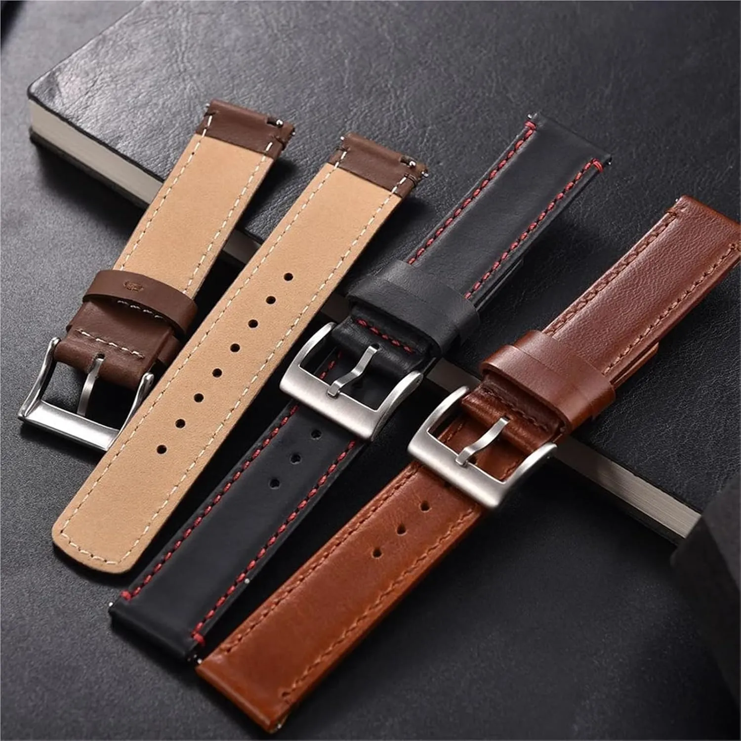 Leather Watch Strap 20mm 22mm Quick Release Watch Band Retro Style Design Men Women Bracelet Wristband
