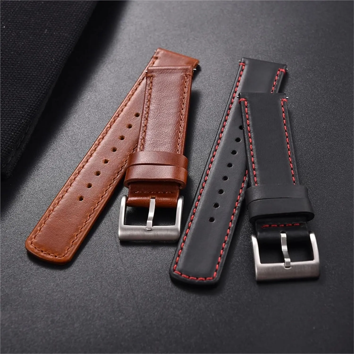 Leather Watch Strap 20mm 22mm Quick Release Watch Band Retro Style Design Men Women Bracelet Wristband